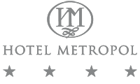 Logo dell'Hotel Metropol, un albergo a cinque stelle con design elegante.